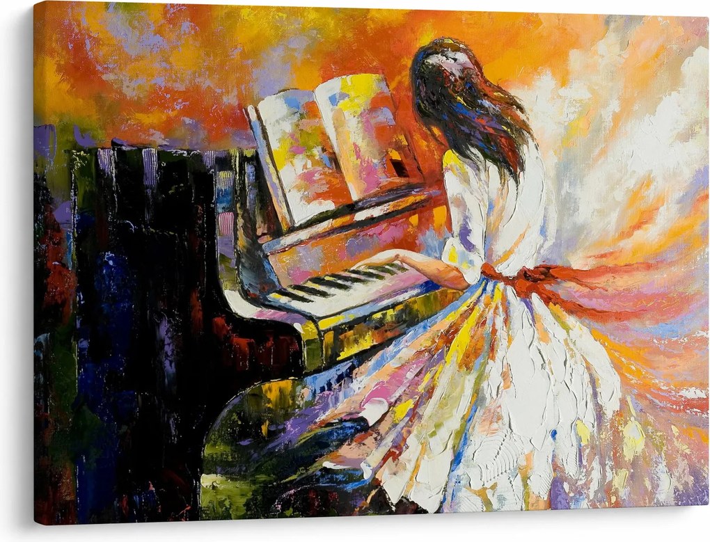 Obraz - Žena hrajúca na piáno (70x50 cm)