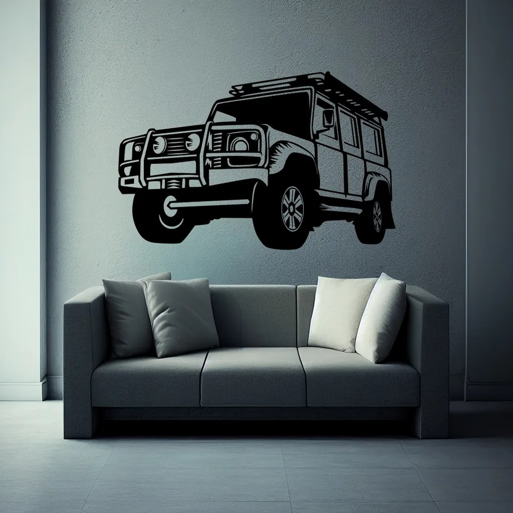 Veselá Stena Samolepka na stenu na stenu Auto Land Rover Defender Farba: čierna