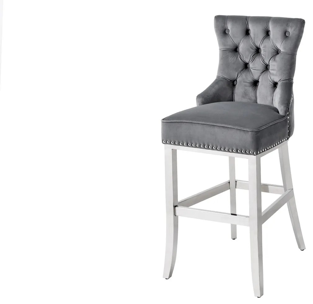 Dizajnová barová stolička Queen Levia hlava sivá