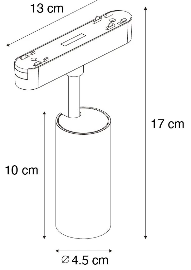 Moderné čierne bodové svetlo pre 1-fázový koľajnicový systém 9W 3000K - Magnetic Gert