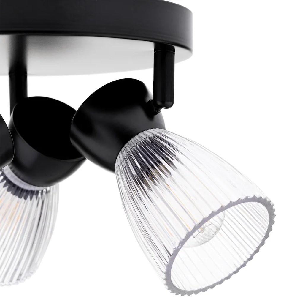 EUlight Bodové svietidlo Best, 3x transparentné sklenené tienidlo, b, o