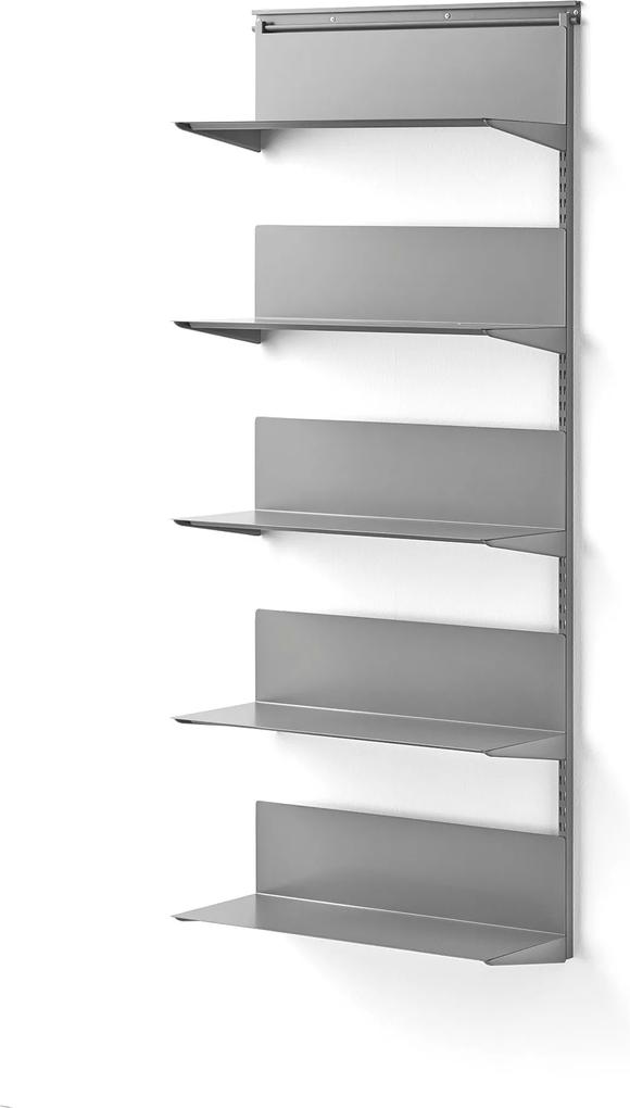 Nástenný regál Shape, prídavná sekcia, 1950x805x300 mm, šedý