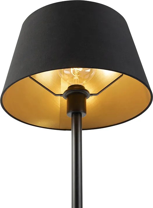 Klasická stolná lampa čierna s čiernym tienidlom 32 cm - Simplo