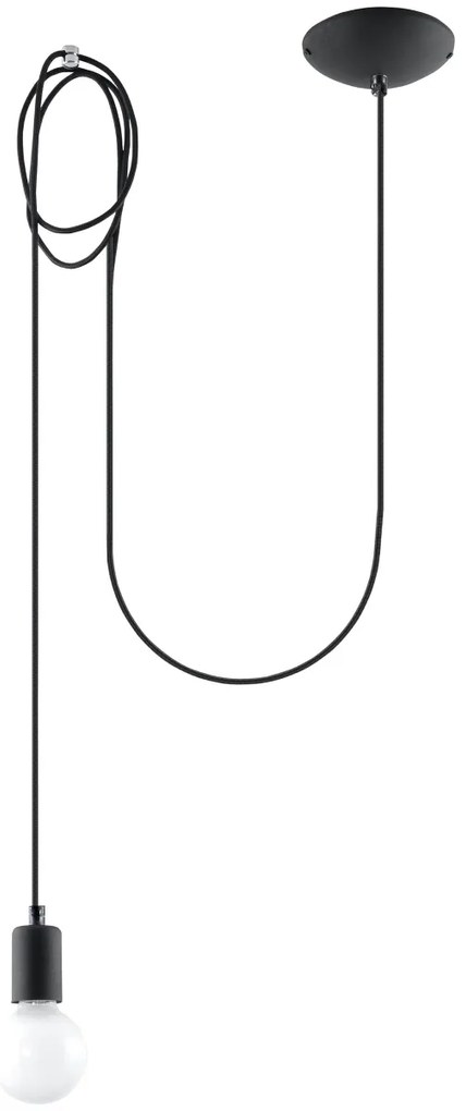 Závesné svietidlo Edison 1, čierne telo svietidla