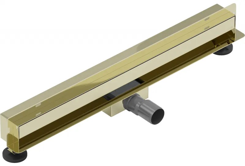Mexen Flat nerezový sprchový žľab na stenu 60 cm vzor 2v1, zlatá, 1530060