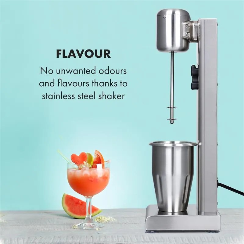 Klarstein Kraftpaket, mixér na mliečne kokteily, proteínové kokteily, 80 W, nehrdzavejúca oceľ, strieborný