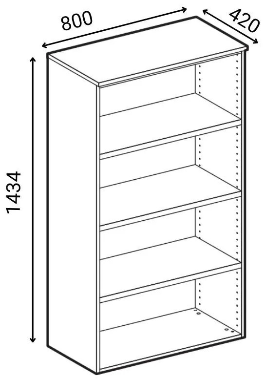 Kombinovaná kancelárska skriňa PRIMO WOOD, dvere na 3 poschodia, 1434 x 800 x 420 mm, buk