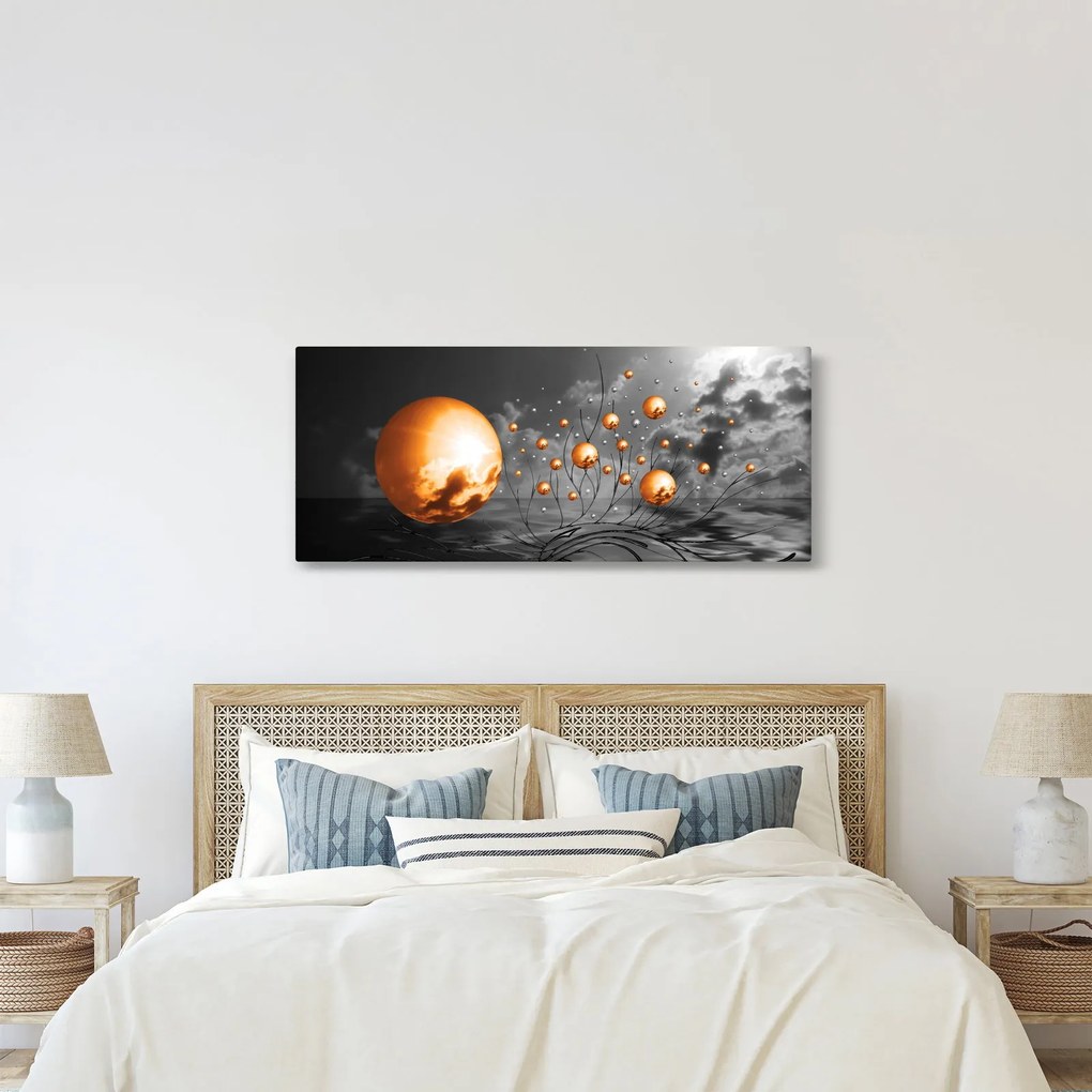 Obraz oranžových abstraktných gulí (120x50 cm)