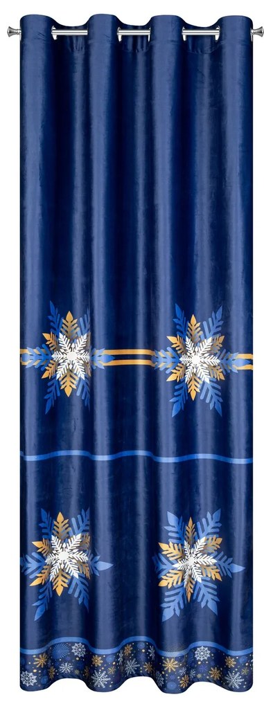 VIANOČNÝ ZATEMŇOVACÍ ZÁVES NA KRÚŽKOCH CAROL 140X250 CM TMAVOMODRA