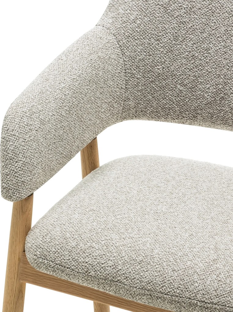 Čalúnené jedálenské kreslo Sanremo bouclé svetlosivé/dub prírodný