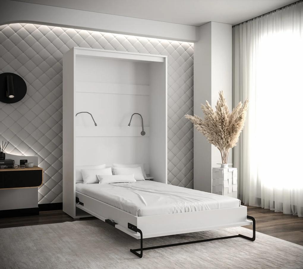 Sklápacia posteľ Peko 120x200cm, biala/čierna, vertikálne