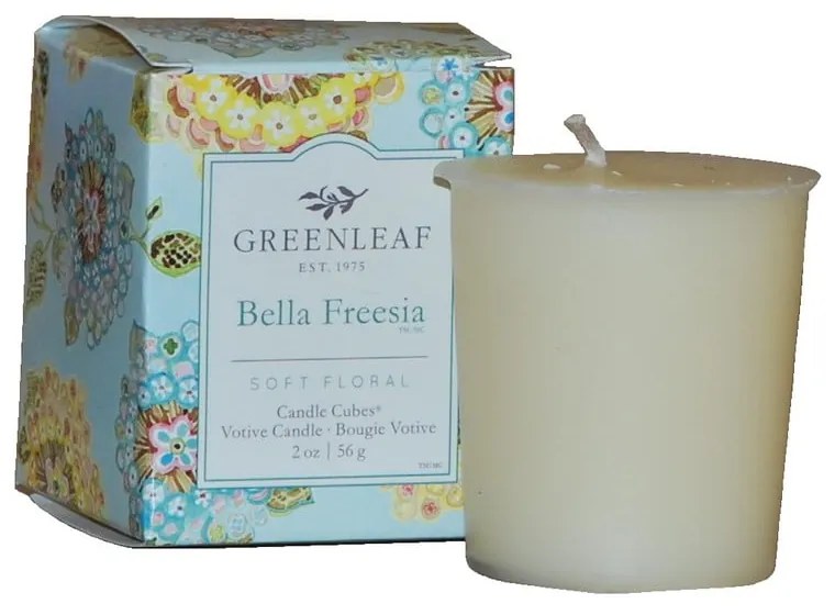 Sviečka s vôňou frézie Greenleaf Bella Freesia, doba horenia 15 hodín