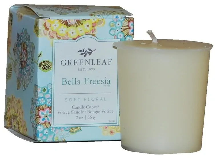 Sviečka s vôňou frézie Greenleaf Bella Freesia, doba horenia 15 hodín