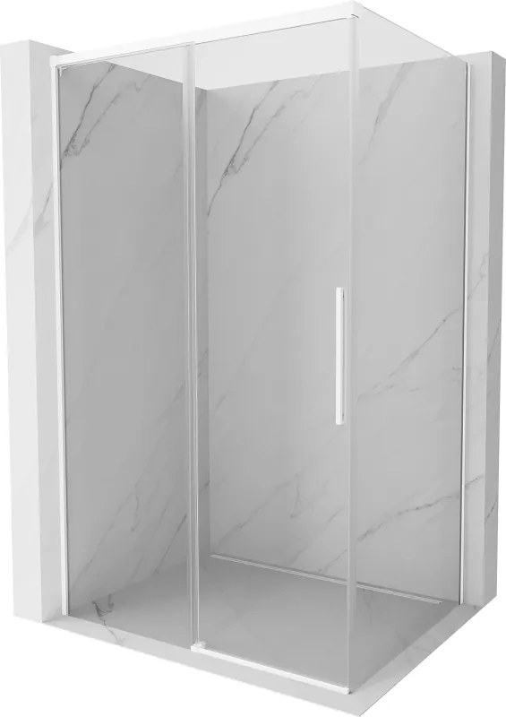 Mexen Rox, posuvný sprchový kút 155 x 75 cm, 8mm číre sklo, biely profil, 8C2-155-075-20-00
