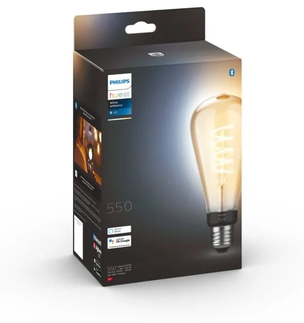 PHILIPS HUE Múdra LED filamentová žiarovka HUE, E27, ST72, 7W, 550lm, teplá biela-neutrálna biela