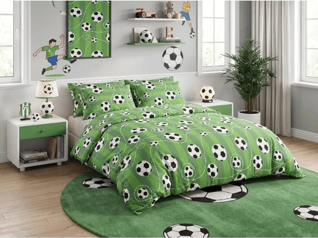Bavlnené obliečky FOOTBALL TIME zelené Rozmer obliečky: 70 x 90 cm | 140 x 200 cm