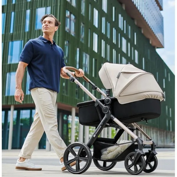 KINDERKRAFT-Kombinovaný kočík 3v1 MOOV 2 Moonlight grey + autosedačka MINK PRO