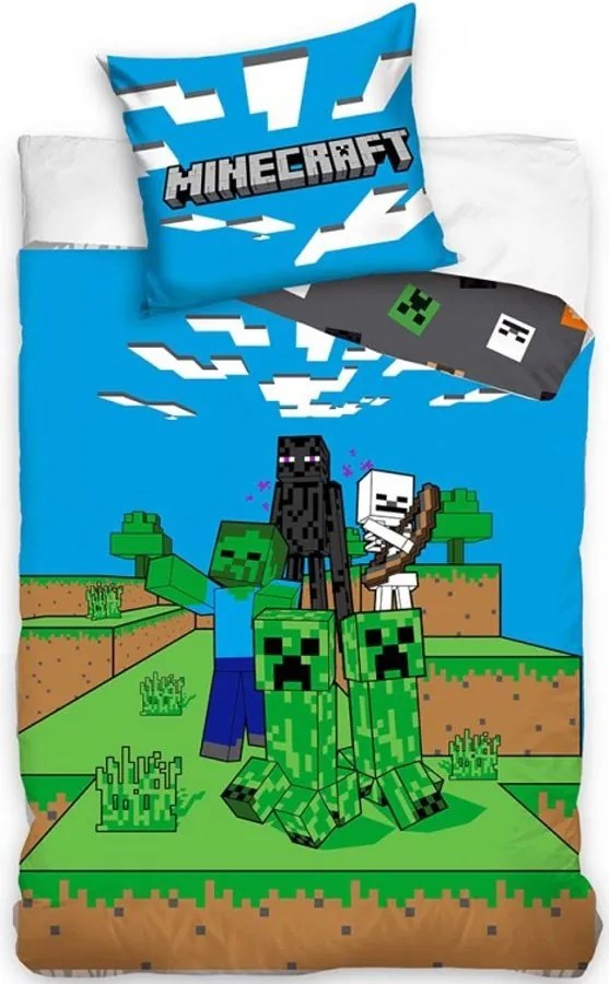 Bavlnené posteľné obliečky Minecraft - motív Mob Monsters - 100% bavlna - 70 x 90 cm + 140 x 200 cm