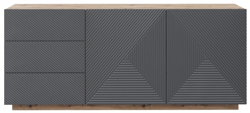 Komoda Asha 167 cm na sokli - artisan / rivier stone mat