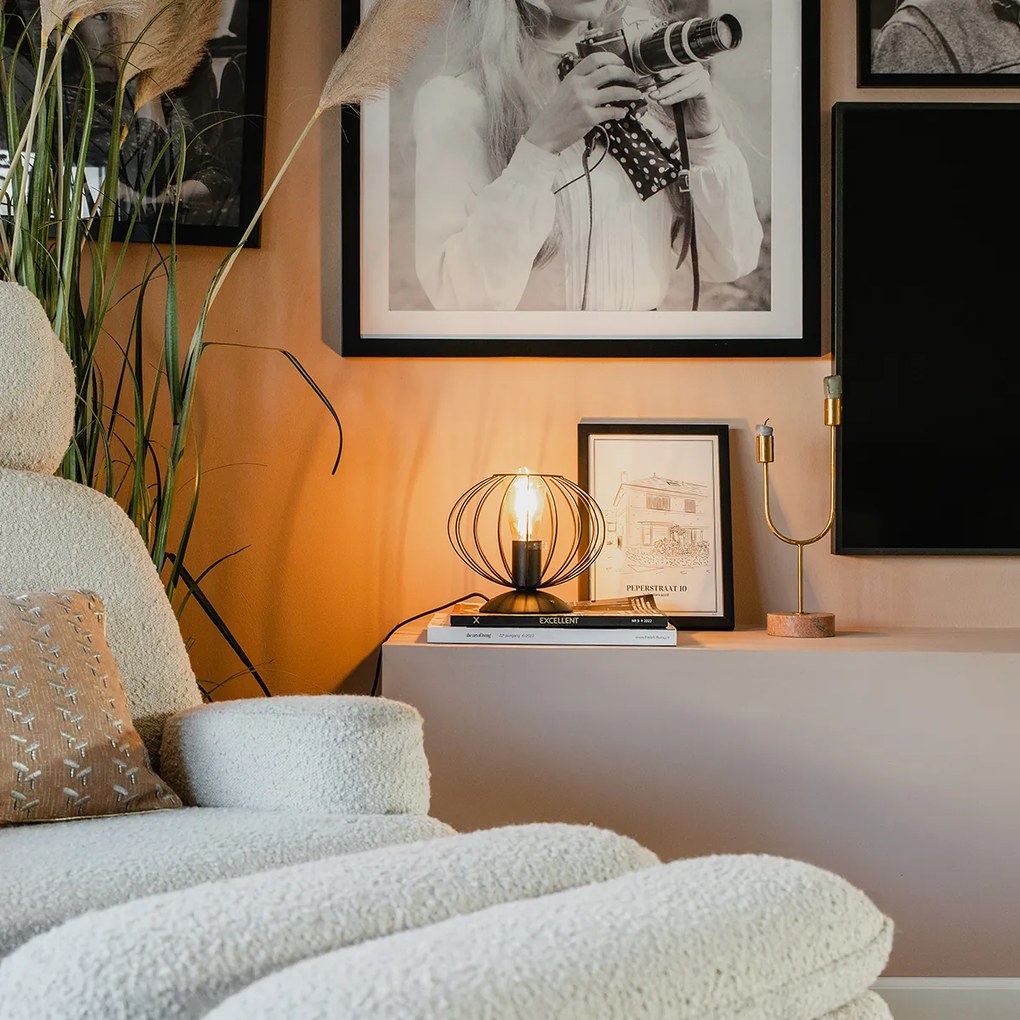 Priemyselná stolná lampa čierna - Margarita