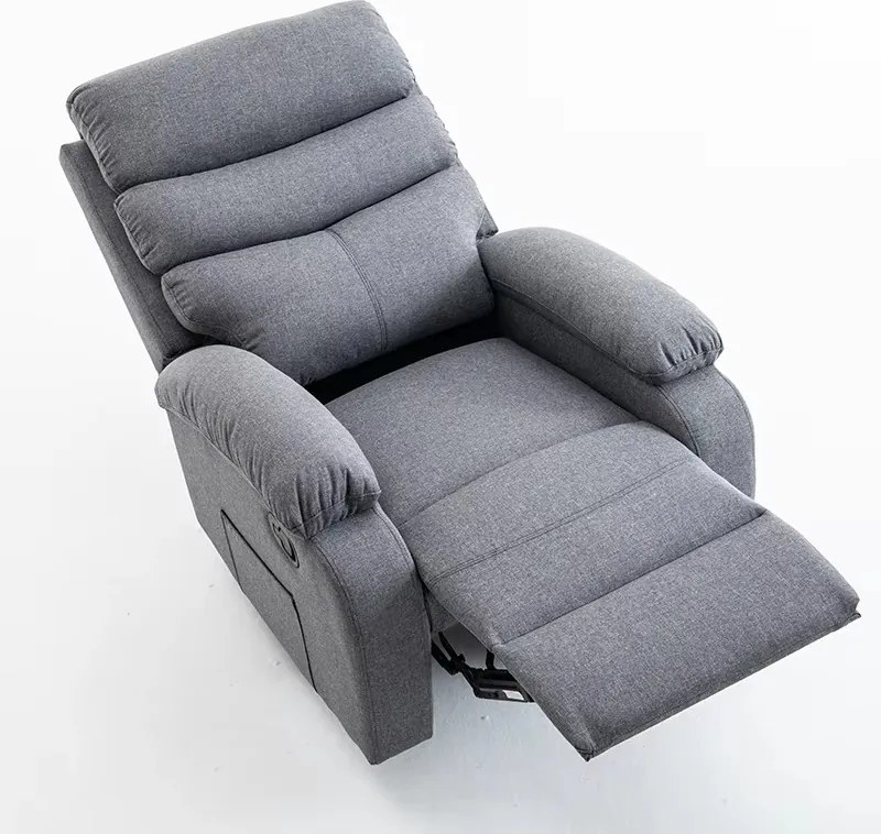 Relaxačné polohovacie TV kreslo VELORA — látka, sivá, nosnosť 130 kg