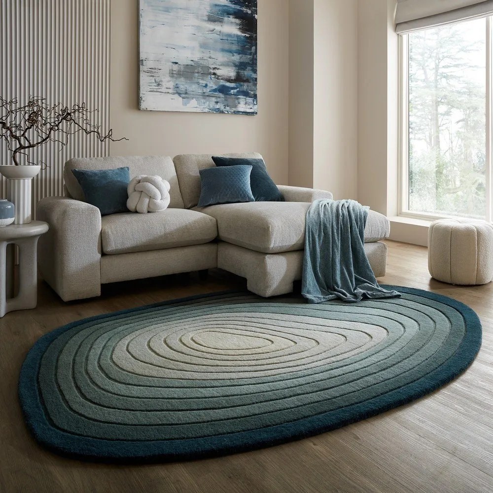 Modrý vlnený koberec 200x290 cm Puddle Ombre Wool – Flair Rugs