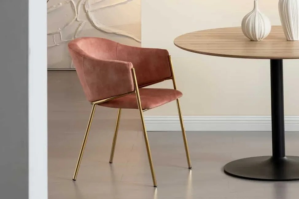 Štýlová stolička do jedálne Angers ružová zamat