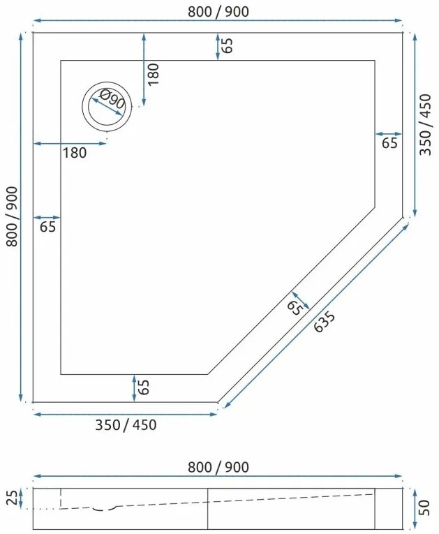 Rea Axin, sprchovací kút 90x90x195 cm + biela sprchová vanička Diamond, KPL-K8779