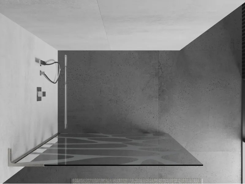 Mexen Kioto L, sprchová zástena Walk-In 110 x 200 cm, 8mm číre sklo biely vzor, brúsená oceľ profil, 800-110-103-97-97