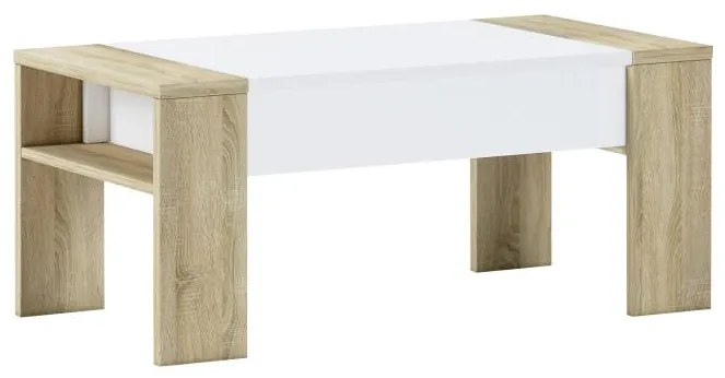 Konferenčný stolík, dub sonoma/biela, PULA