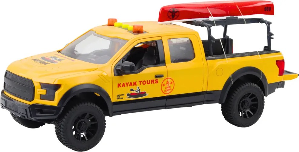 LEAN Toys Terénne auto na prepravu kajakov, svetlá a zvuky, žlté