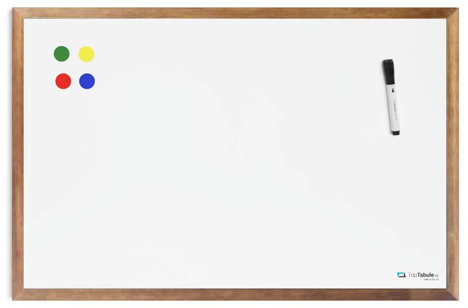 Toptabule.sk  Biela magnetická tabuľa NATURE LINE v drevenom ráme MAHAGÓN 100×150 cm