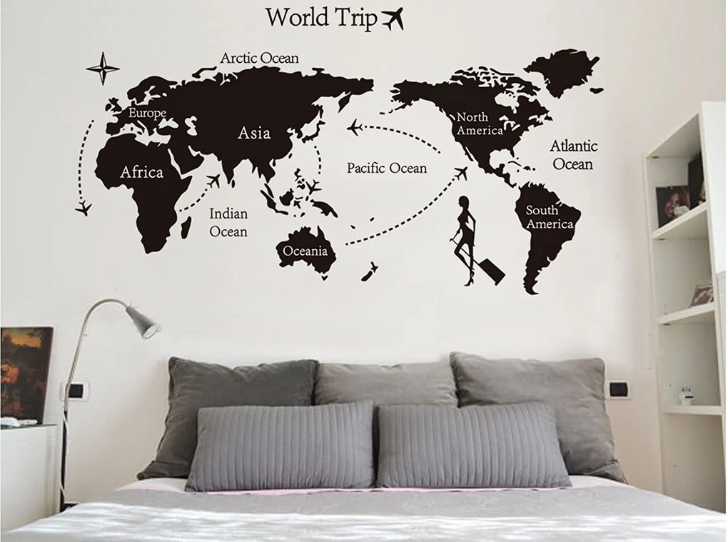 Veselá Stena Samolepka Mapa cesta okolo Sveta