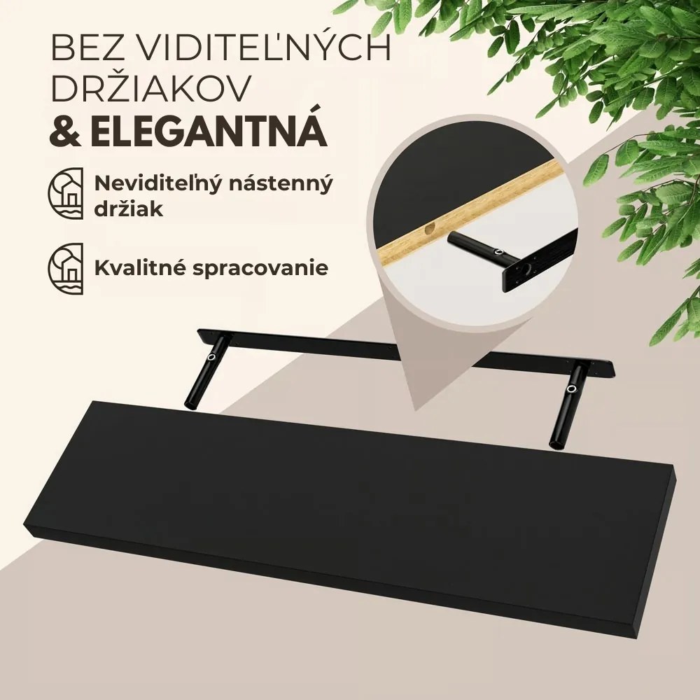 Nástenná polica FIGO + konzola, 90cm, čierna Casaria