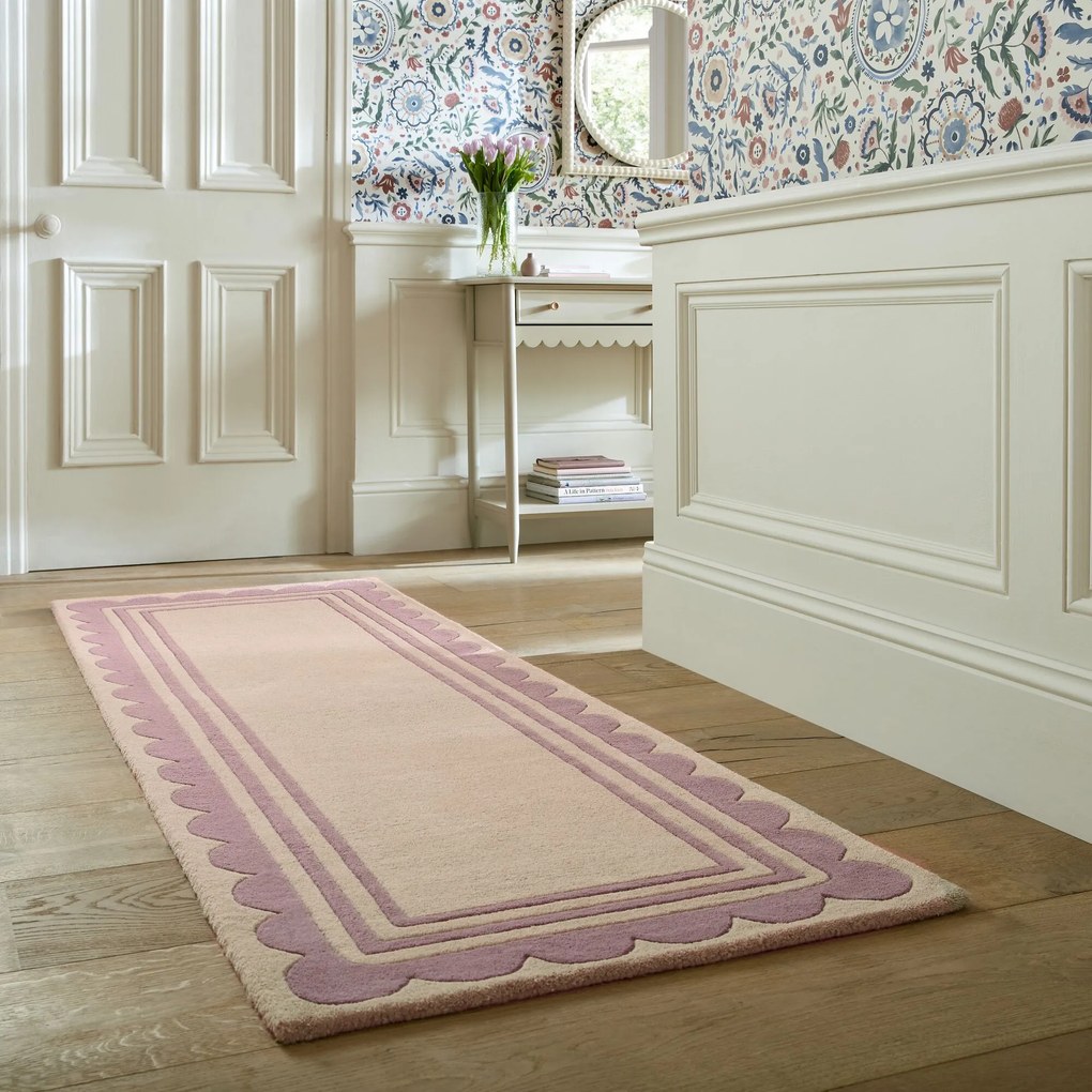 Flair Rugs, Ručne všívaný behúň Lois Scallop Purple, 80x230, fialová, chodba / predsieň