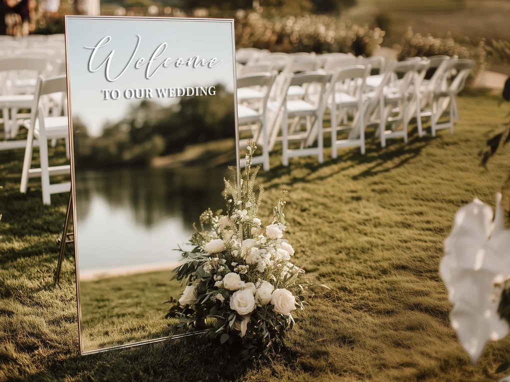 Nálepka na zrkadlo S13 – Welcome to our wedding