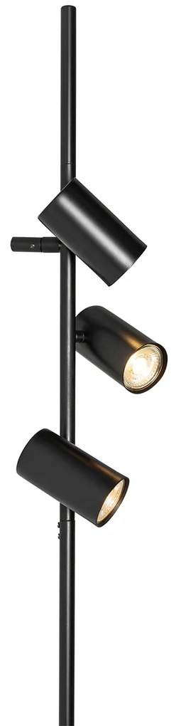 Nástenná lampa čierna s nožným spínačom 3 svetiel - Jeana Luxe