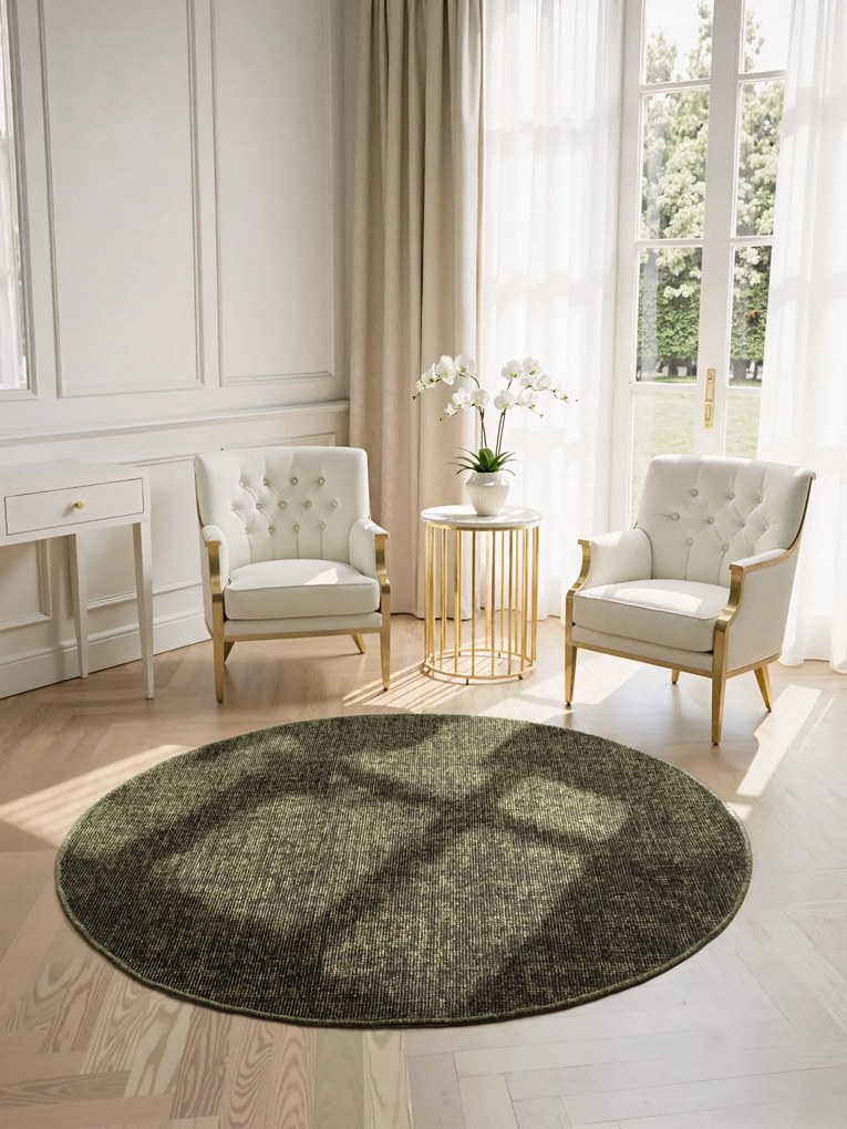 ELLE Decoration, Kusový koberec Brilliance Prisma 106313 Green z kolekcie Elle kruh, 160x160 (priemer) kruh, zelená, obývacia izba