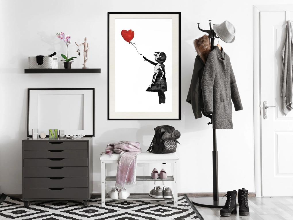 Artgeist Plagát - Banksy: Girl with Balloon [Poster] Veľkosť: 20x30, Verzia: Čierny rám