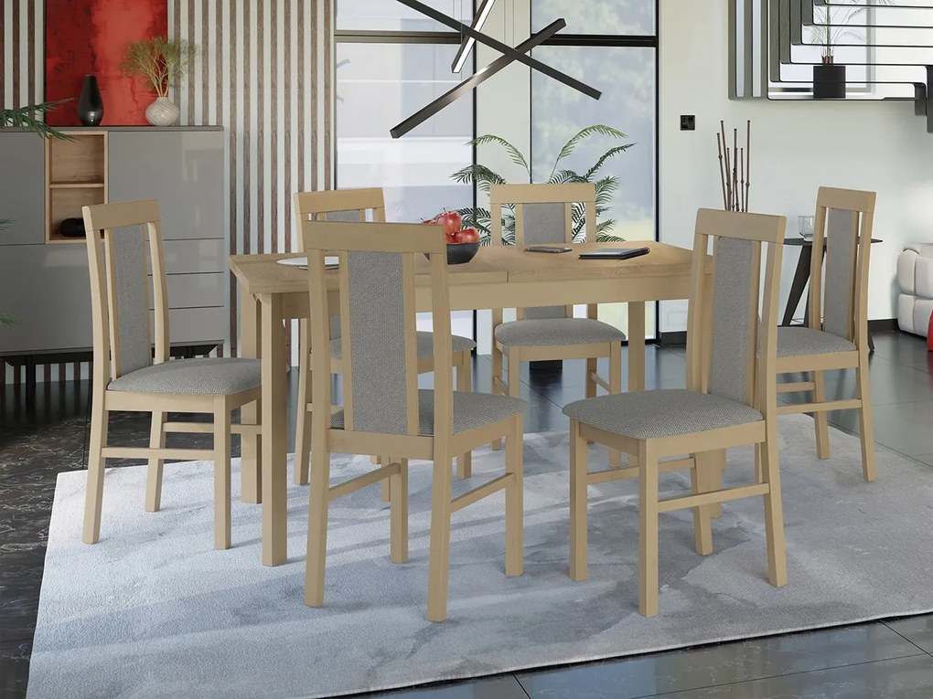 Rozkladací stôl so 6 stoličkami - AL34, Morenie: Orech - L, Poťahové látky: 25x - Paros 2