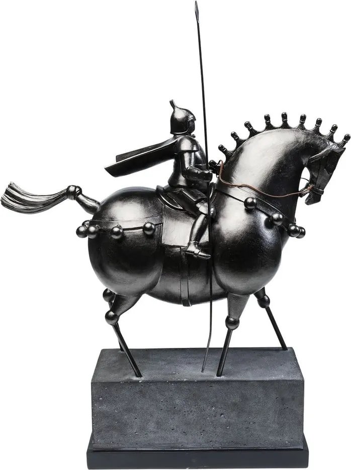 Čierna dekoratívna soška jazdca na koni Kare Design Black Knight