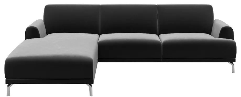 Tmavosivá zamatová rohová pohovka MESONICA Puzo, ľavý roh