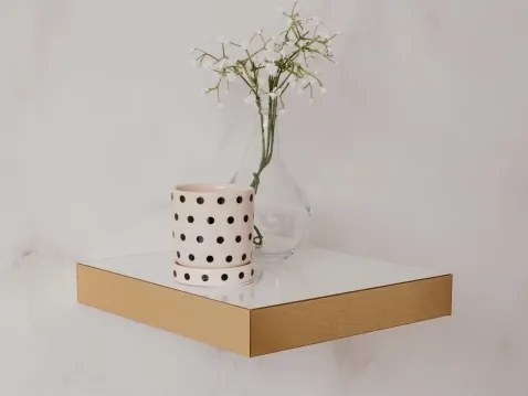 Polica na stenu Shelvy 23,5 cm, biela lesk/zlatá%
