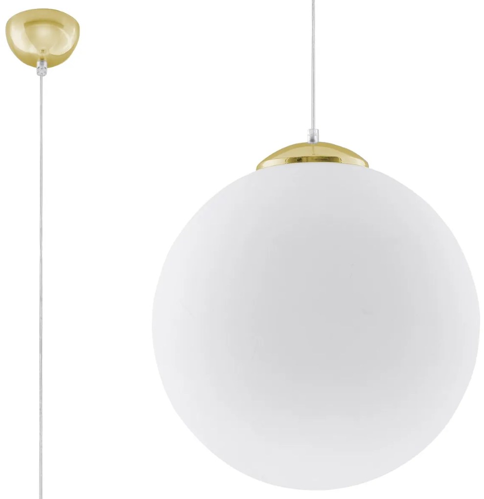 Závesné svietidlo Ugo, 1x biele sklenené tienidlo, (fi 40 cm), g