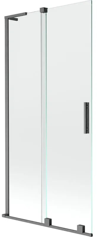 Mexen Velar L, 2-krídlová posuvná vaňová zástena 95 x 150 cm, 8mm číre sklo, brúsený grafit, 896-095-003-01-66