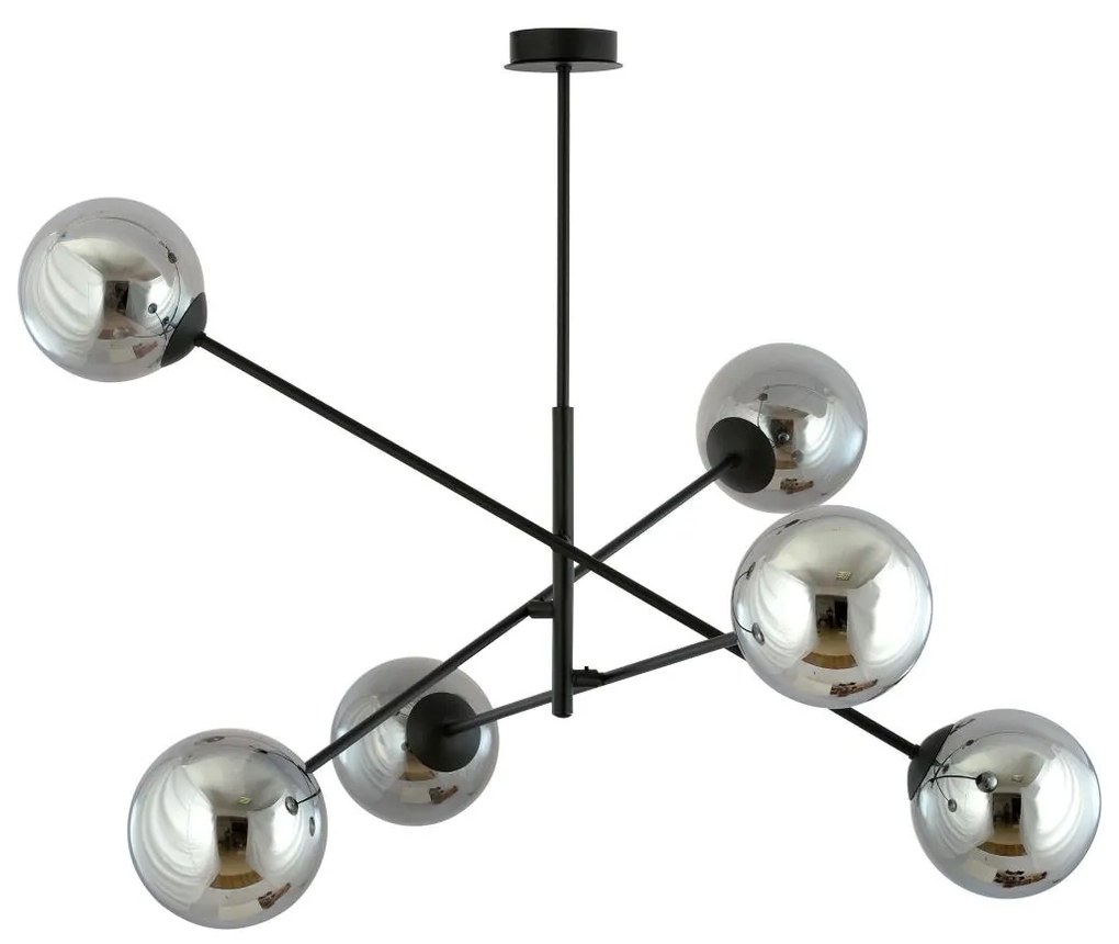 Luster na tyči LINEAR 6xE14/10W/230V čierna/šedá