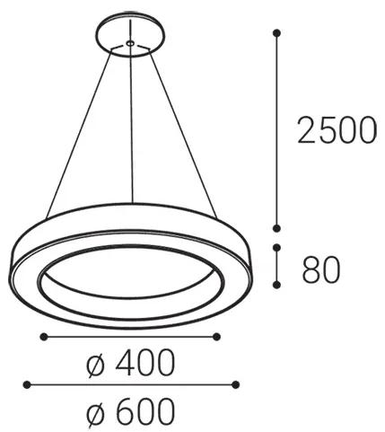 LED2 Závesné LED osvetlenie na lanku SATURN, 50W, 3000K/4000K, kruhové, biele