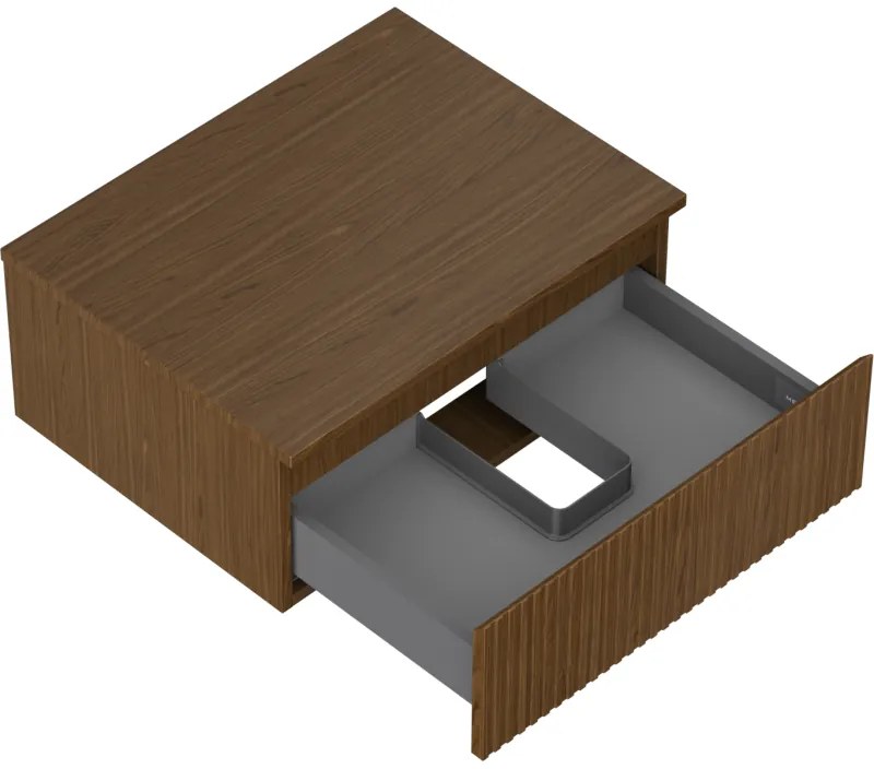 Mexen Rivel, kúpeľňová skrinka 60 cm s hornou časťou, 1 zásuvka, drážkovaná, orech, 91A20-06023-1-BFC86