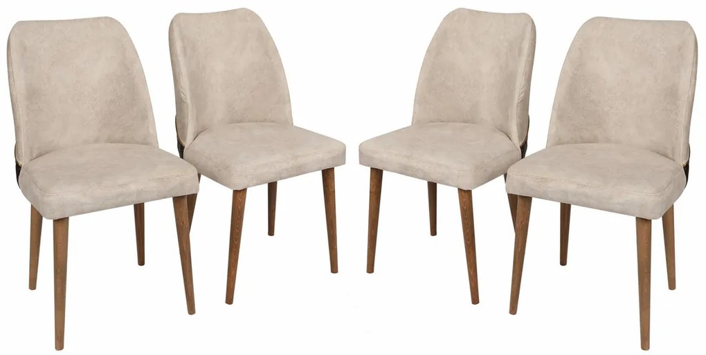 Sada jedálenských stoličiek Nova Cream and Walnut, 4 ks, 4 ks