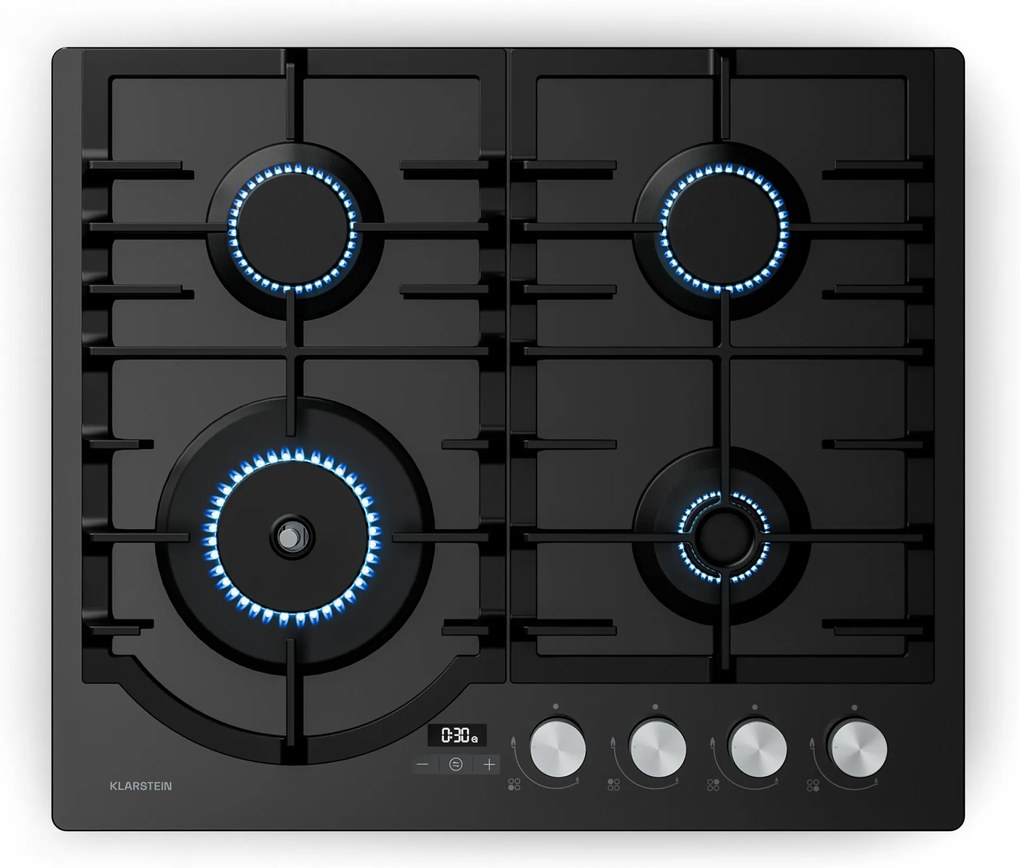 Klarstein Ignito plynová varná doska, 8 kW, liatinové rošty, časovač, regulácia teploty
